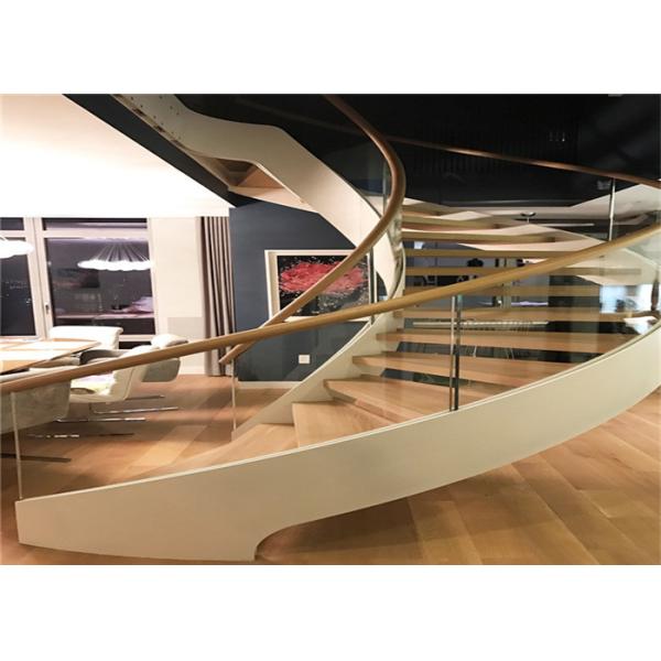Helical Design Custom Wood Stairs Thailand Rubber Wood Tread For Apartment