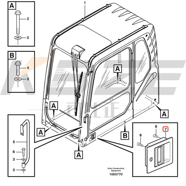 14652324 VOLVO VOE14652324 DOOR LOCK HANLDE FOR EC120 EC160 EC200 EC240 EC330 EC460 EXCAVATOR