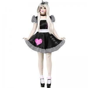 China Style Female Ghost Doll Halloween Party Cosplay Costume for Stage Dancerwear in Black on sale