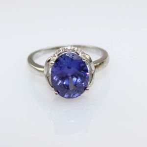 Cheap White Gold Plated 925 Silver Tanzanite Cubic Zircon Gemstone Ring (R227) for sale