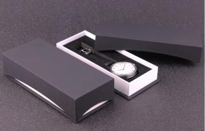 China Luxury Paper Wrist Watch Packaging Box , Black Personalized Mens Watch Box on sale