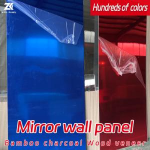 China Hotel Light Luxury PET Decorative Bamboo Charcoal Wood Veneer Mirror Wall Panel on sale