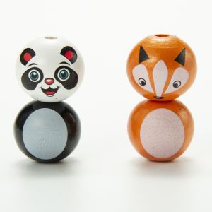 0.5-3CM Bead Size Animal Wood Beads Panda and Fox Loose Beads From Beads Ideal