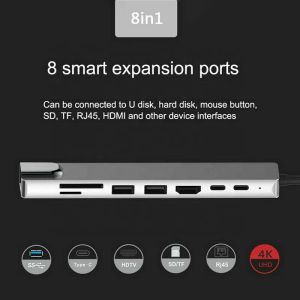 Versatile 8-In-1 USB Type C Hub Multiport Adapter for Multi-Tasking and Data