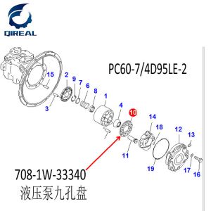 China Hydraulic pump nine hole plate set plate 708-1W-3334 for PC60-7 excavator on sale