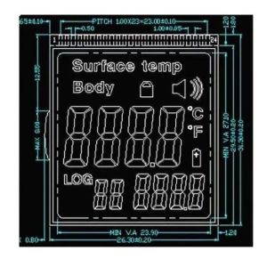 FPC FSTN Tn Positive COG LCD Module 3V RYD2119TM-01 For Infrared Thermometer