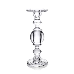 China Vintage Style 30cm Tall Glass Candle Holders Different Size Set Of 3 on sale