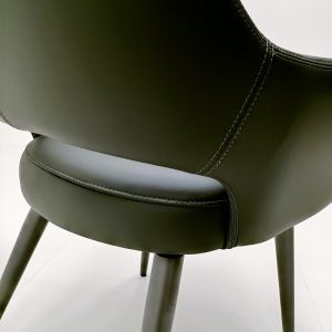 Streamlined Backrest Black Swivel Dining Chairs Contemporary