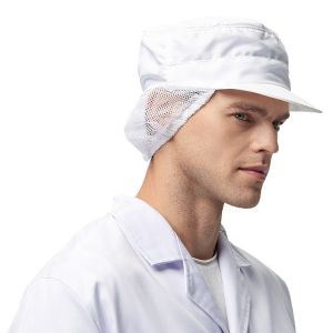 Dustproof Hat with Polyester Cotton Mesh for Food Factory - Machine Washable
