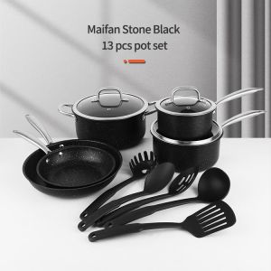 China New Arrival Kitchen Stainless Steel 13 Pieces Nonstick Cookware Set Triple-layer Steel Cooking Pot Set on sale