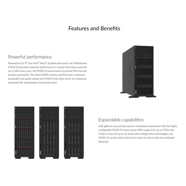 Lenovo ThinkSystem ST650 V3 Server Tower Server 7D7A 3 year warranty Lenovo ThinkSystem ST650 V3