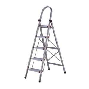 Folding 4 Step Silver Aluminium Alloy Ladder 1.3-1.5mm Thickness