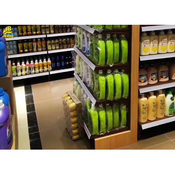 Wall Side Convenience Store Shelf Rack With Square Light Box 2.2M High / Retail Shop Shelving