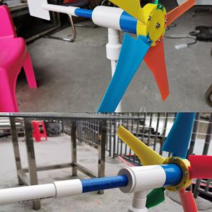 Yard Garden Rainbow Windmills Wind Turbine Spinner Power Generator with Led