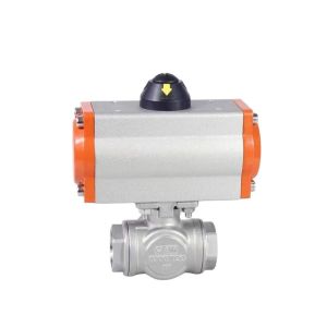 Water Media Q614/615F CF8/CF8m Thread Three Way Ball Valve with Pneumatic