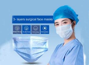 China 3-Layer masks Anti-bacteria and Dust Breathable Disposable Mouth Blue Face mask Soft Lining and Earloops on sale