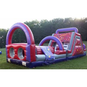 Cheap 52 Feet Interactive Princess Kids Obstacle Course Inflatable Interesting for sale