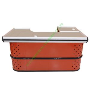 Orange Supermarket Checkout Counter Stand / 1.0mm Cold Rolled Steel Counter