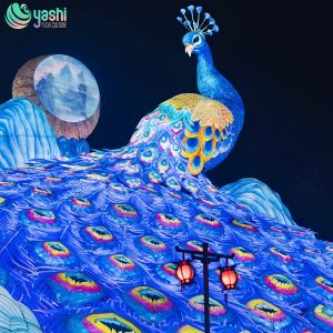 Exquisite wire and silk peacock lanterns as festival supplies for multiple