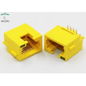 Yellow 90 Degree RJ45 Female Connector With Single LED Pipe For Ethernet Router