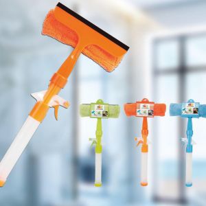 Muti-Fuction Water Spray Window Cleaner Swivel Squeegee And Microfiber Window