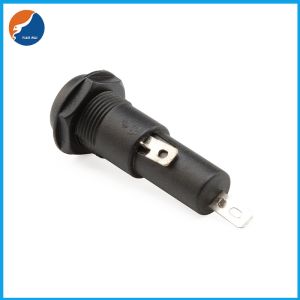 R3-44 Black Panel Mount 6x30mm Fuse Socket Glass Tube Fuse Holder