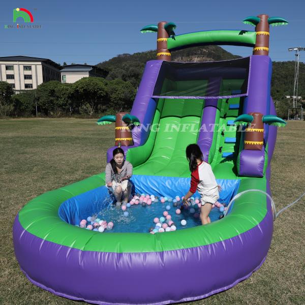 Commercial PVC Inflatable Water Slide Outdoor Backyard Kids Waterslide With Bigger Water Splash Pool & 1100W Blower