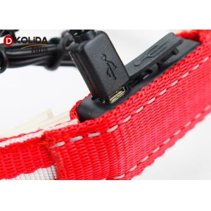Adjustable Safety Nylon Rechargeable LED Dog Collar With USB Cable