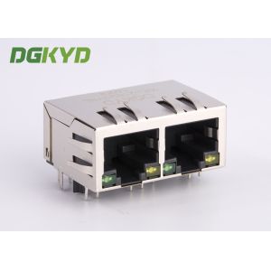 Right Angle 1 X 2 Port RJ45 Modular Jack With Internal Isolation Transformer