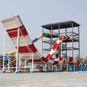 Custom Water Slides , Amusement Park Boomerang Aqua Slide For 2 People in Gaint