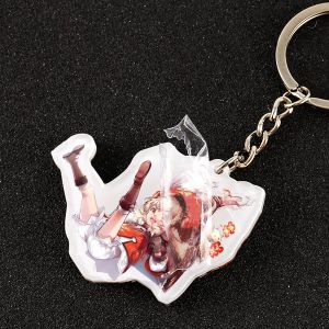 Transparent Acrylic Keychain With Metal Ring Cute Animation Cartoon Character