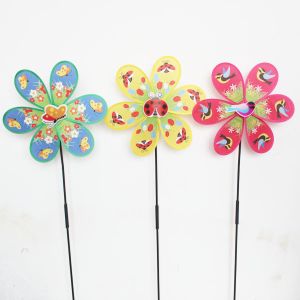 Cheap Spring seasonal windmill Yard Stake flower with butterfly ladybug bird for sale