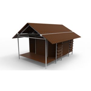 Cheap Brown / Coffee Construction And Building Materials , WPC House With Color Steel Tile for sale