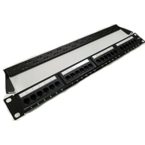 Black RJ45 1U 19" FTP UTP 24 Ports Cat5e Network Patch Panel