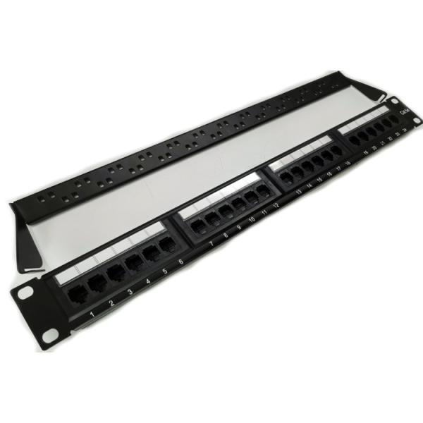 Black RJ45 1U 19" FTP UTP 24 Ports Cat5e Network Patch Panel