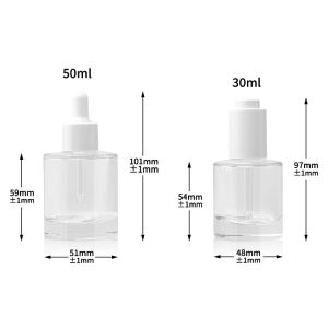 Serum Oil Dropper Glass Bottle Push Pump Clear Pipette 50ml