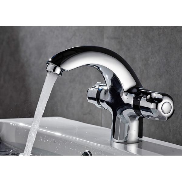 Quality ROVATE Chrome Finished Bathroom Sink Taps , Deck Mount Faucet Dual Handles wholesale