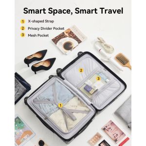 Carry On Luggage 22x14x9 Airline Approved - 35L Polycarbonate Expandable Hard