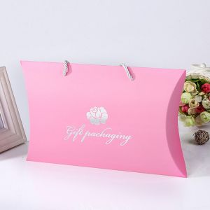 Custom Logo Printing Paper Pink Pillow Gift Box Wholesale Pillow Box Packaging