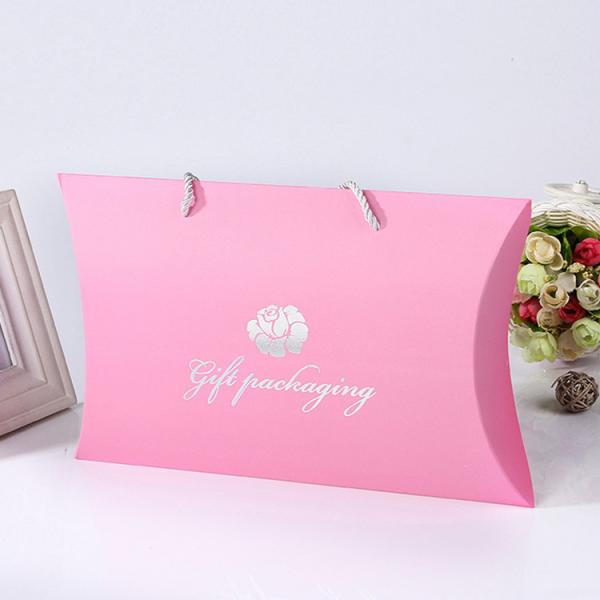 Custom Logo Printing Paper Pink Pillow Gift Box Wholesale Pillow Box Packaging
