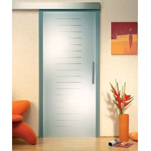 Custom Satin Etched Glass Door With Groove , Tempered Glass For Shower Room