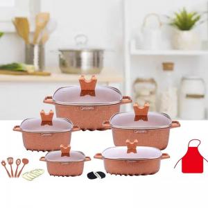 China Brand New Design 22Pcs White Kitchen Ware Set Aluminum Nonstick Cookware Cooking Pot Sets on sale