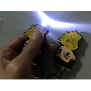 Personalized Ancient Emperor 3d Rubber Soft PVC Led Light Keychain Printing