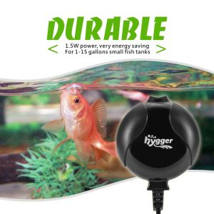 Hygger Quiet Mini Air Pump for Aquarium 1.5 Watt Oxygen Fish Air Pump for 1-15