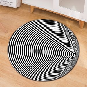 3D Geometric Pattern Round Chair Mat Living Room Sofa Floor Carpet