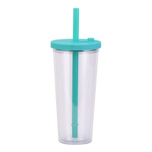 Insulated Double Wall Boba Tumbler Cup With Lid Reusable Straw