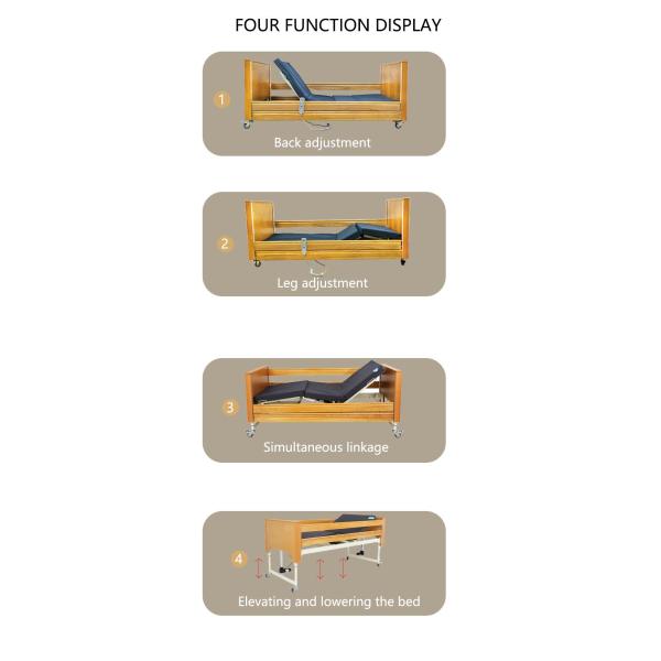 Structure Upgrade Versatile Electric Bed with Four Functions for Home Care