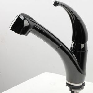 Sento single handle flexible hose water mixer pull out kitchen faucet with black