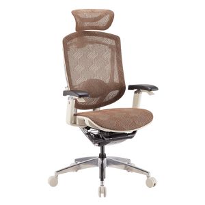 Grey Frame Mesh Office Chair Revolving Seating Polished Aluminum