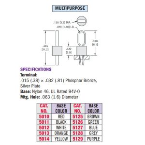 Thm Thru Hole Mount Test Points Color Keyed 5005 5006 5016 Keystone Electronics
